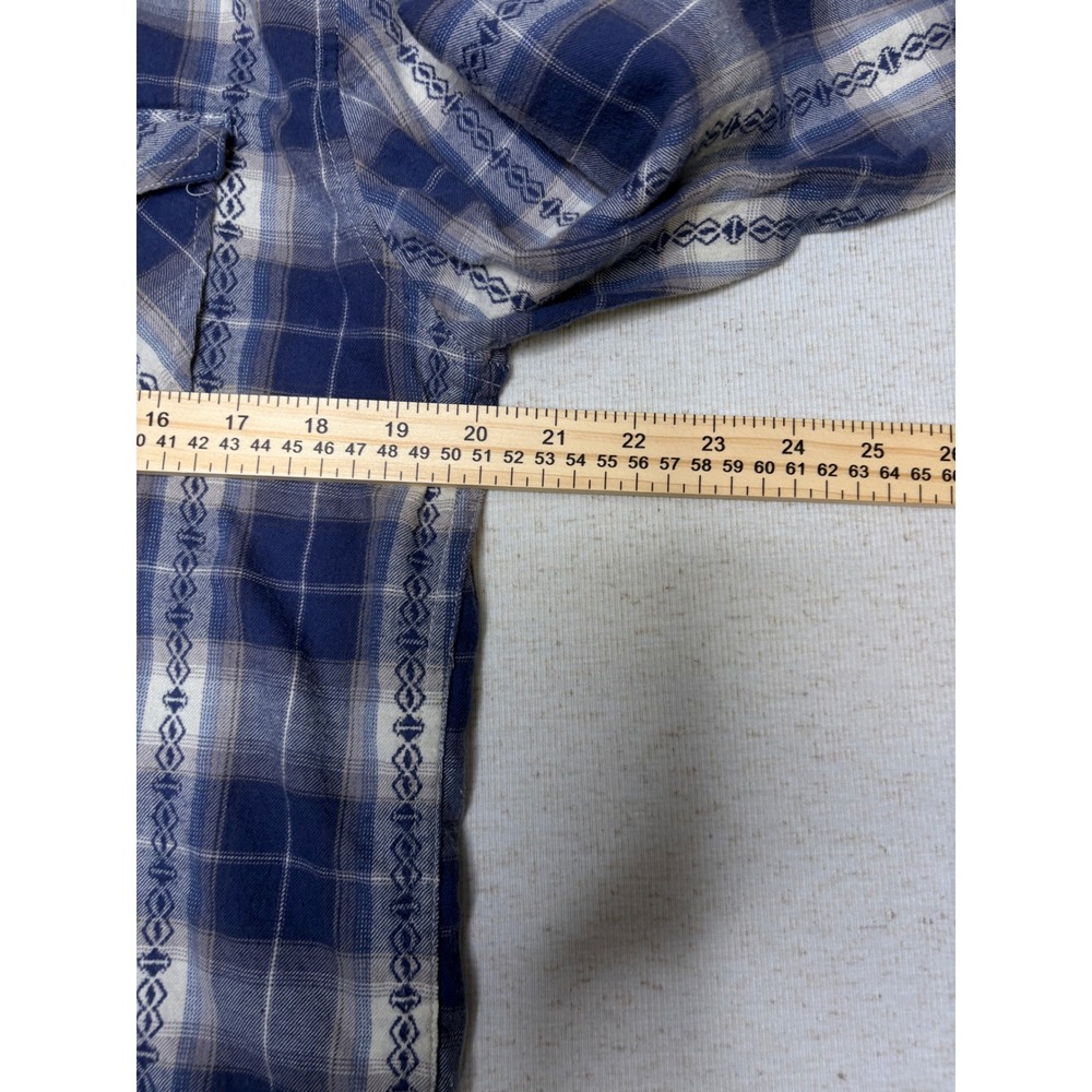 Drill Clothing Co Mens Blue Plaid Western Long Sleeve Button Down Shirt Size M - Picture 7 of 8